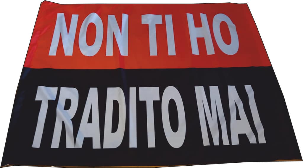 stendardo a due aste personalizzato Milan Non ti ho tradito mai stendardo a due aste Milan Non ti ho tradito mai
