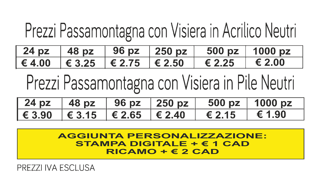 prezzi passamontagna con visiera prezzi passamontagna con visiera