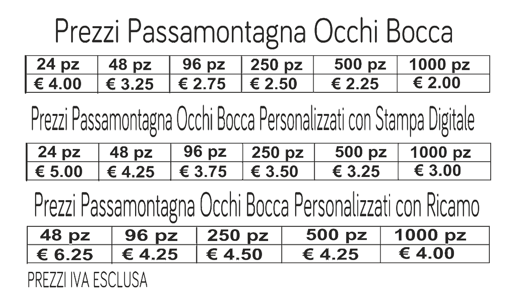 prezzi passamontagna integrali prezzi passamontagna integrali
