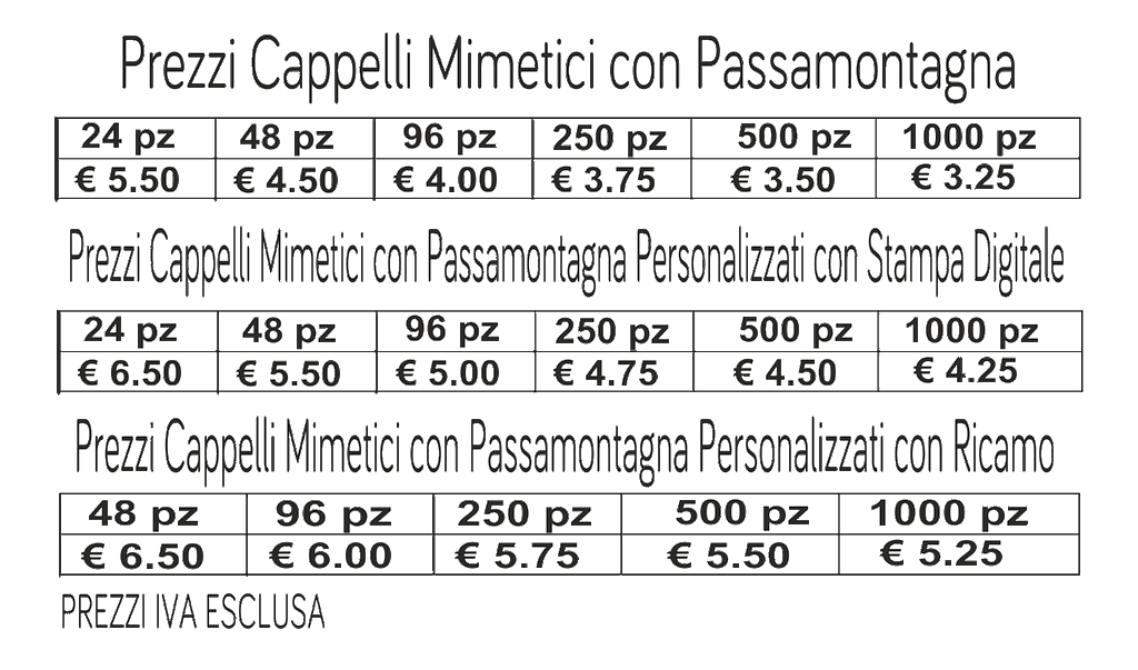 prezzi cappelli mimetici con passamontagna prezzi cappelli mimetici con passamontagna