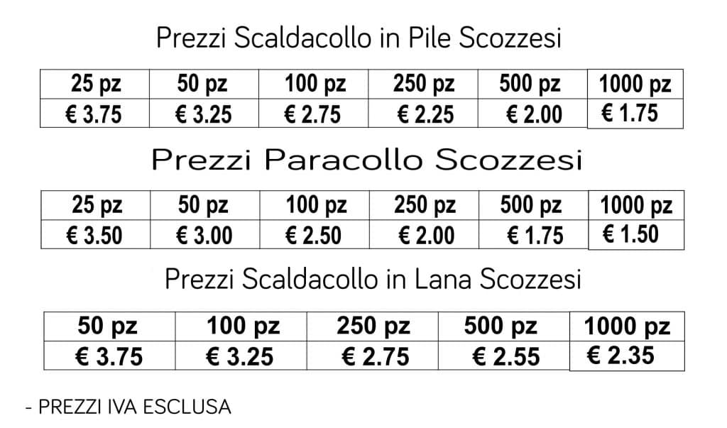 prezzi scaldacollo scozzesi prezzi scaldacollo scozzesi