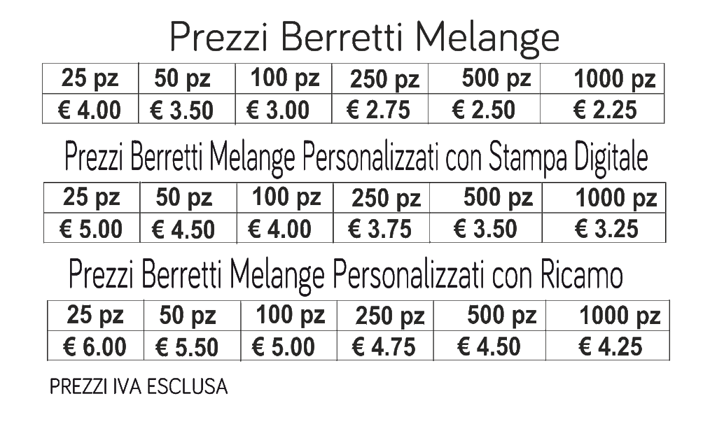 prezzi berretti melange prezzi berretti melange
