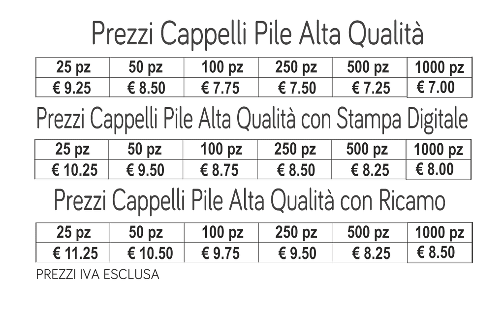 prezzi cappelli pile alta qualità prezzi cappelli pile alta qualità