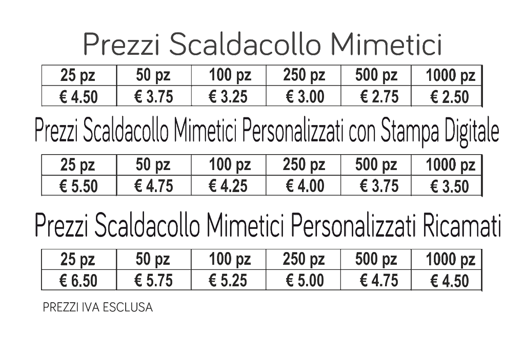 prezzi scaldacollo mimetici prezzi scaldacollo mimetici
