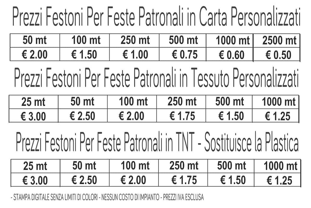 prezzi festoni per feste patronali in carta prezzi festoni per feste patronali in carta