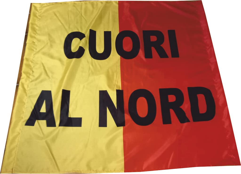 Stendardo a 2 aste ignifugo Cuori al Nord personalizzato Stendardo a 2 aste ignifugo Cuori al Nord