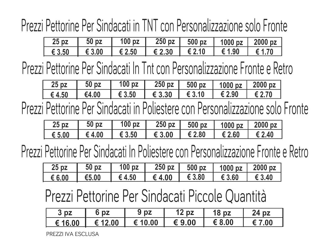 prezzi pettorine per sindacati prezzi pettorine per sindacati