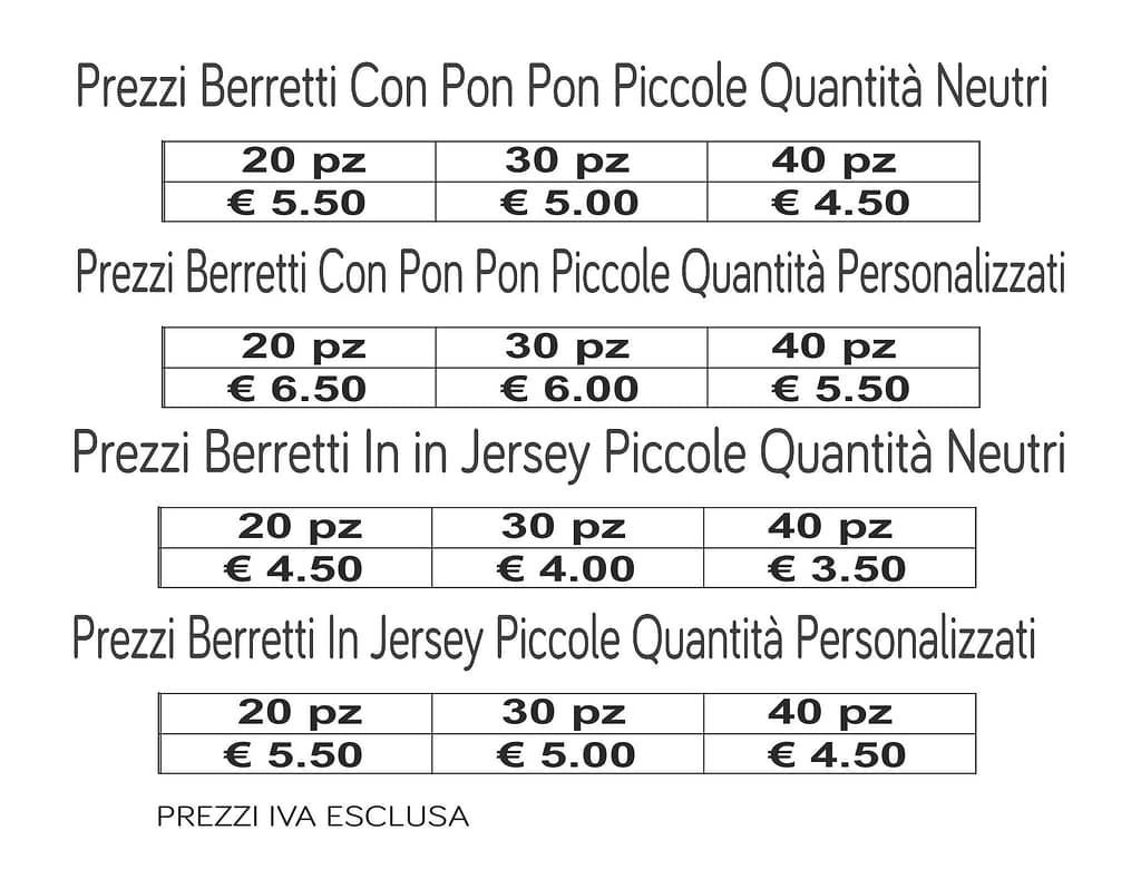 berretti invernali piccole quantità in jersey e con pon pon berretti invernali piccole quantità in jersey e con pon pon