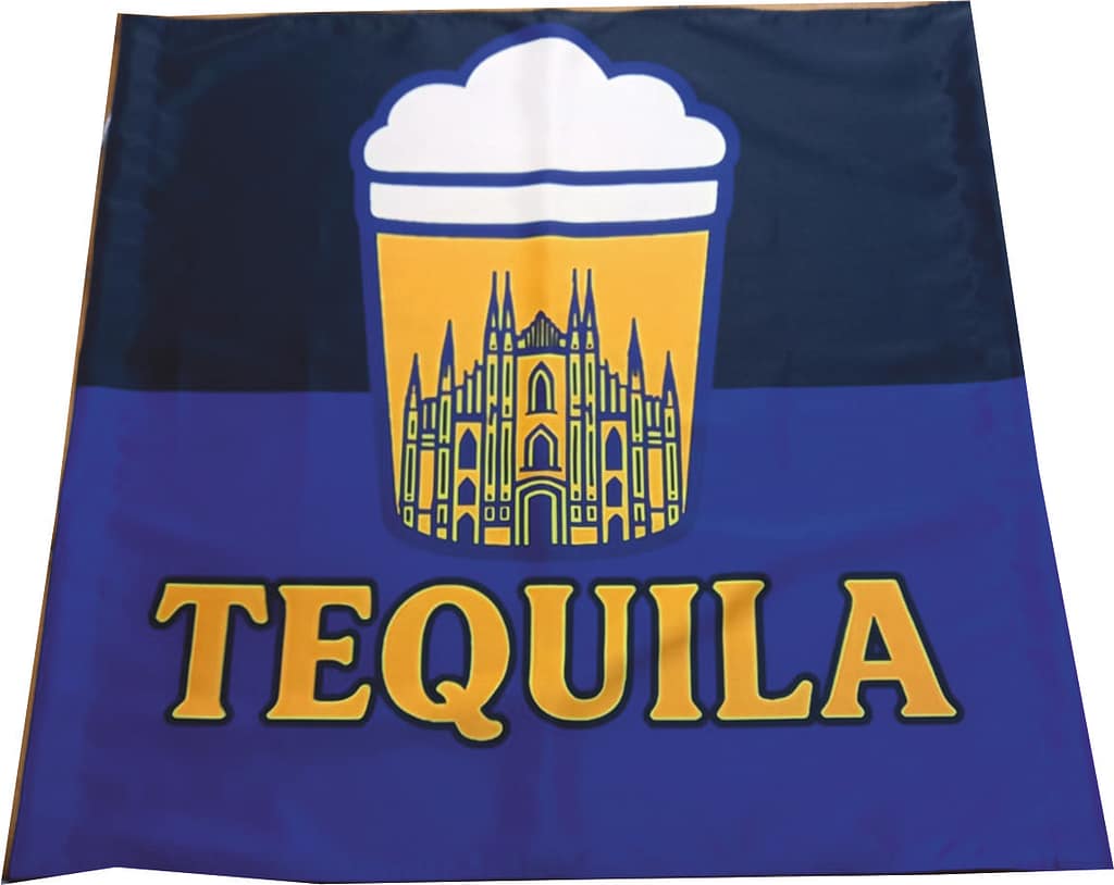 Stendardo a due aste ignifugo Tequila Inter personalizzata Stendardo a due aste ignifugo Tequila Inter