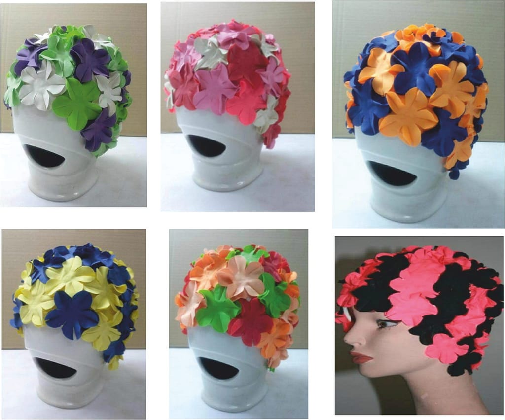 cuffie da piscina con fiori applicati cuffie da piscina con fiori applicati