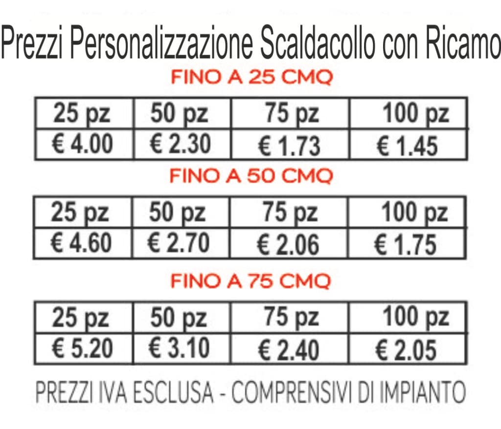 prezzi scaldacollo con ricamo prezzi scaldacollo con ricamo