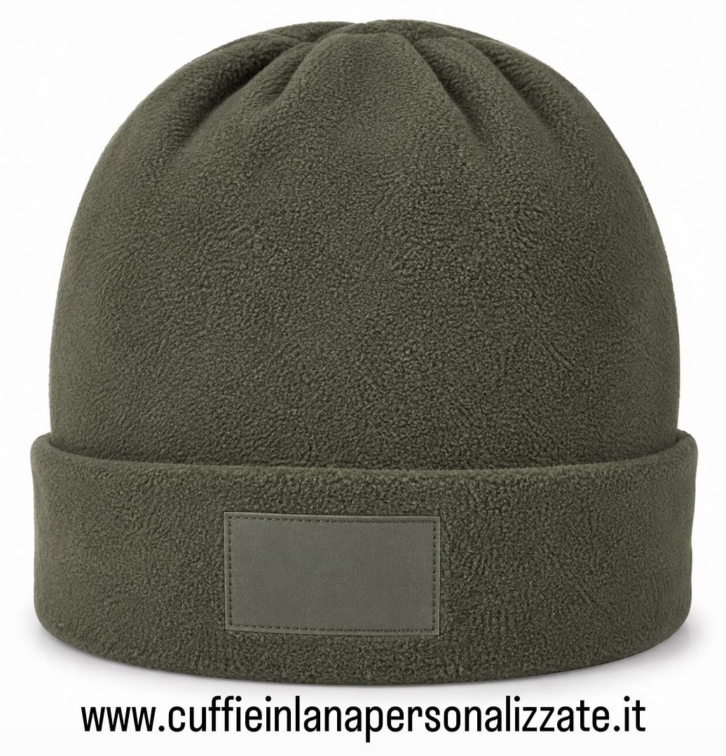BERRETTI IN PILE PERSONALIZZATI targhetta COLORE VERDE BERRETTI IN PILE PERSONALIZZATI targhetta VERDE
