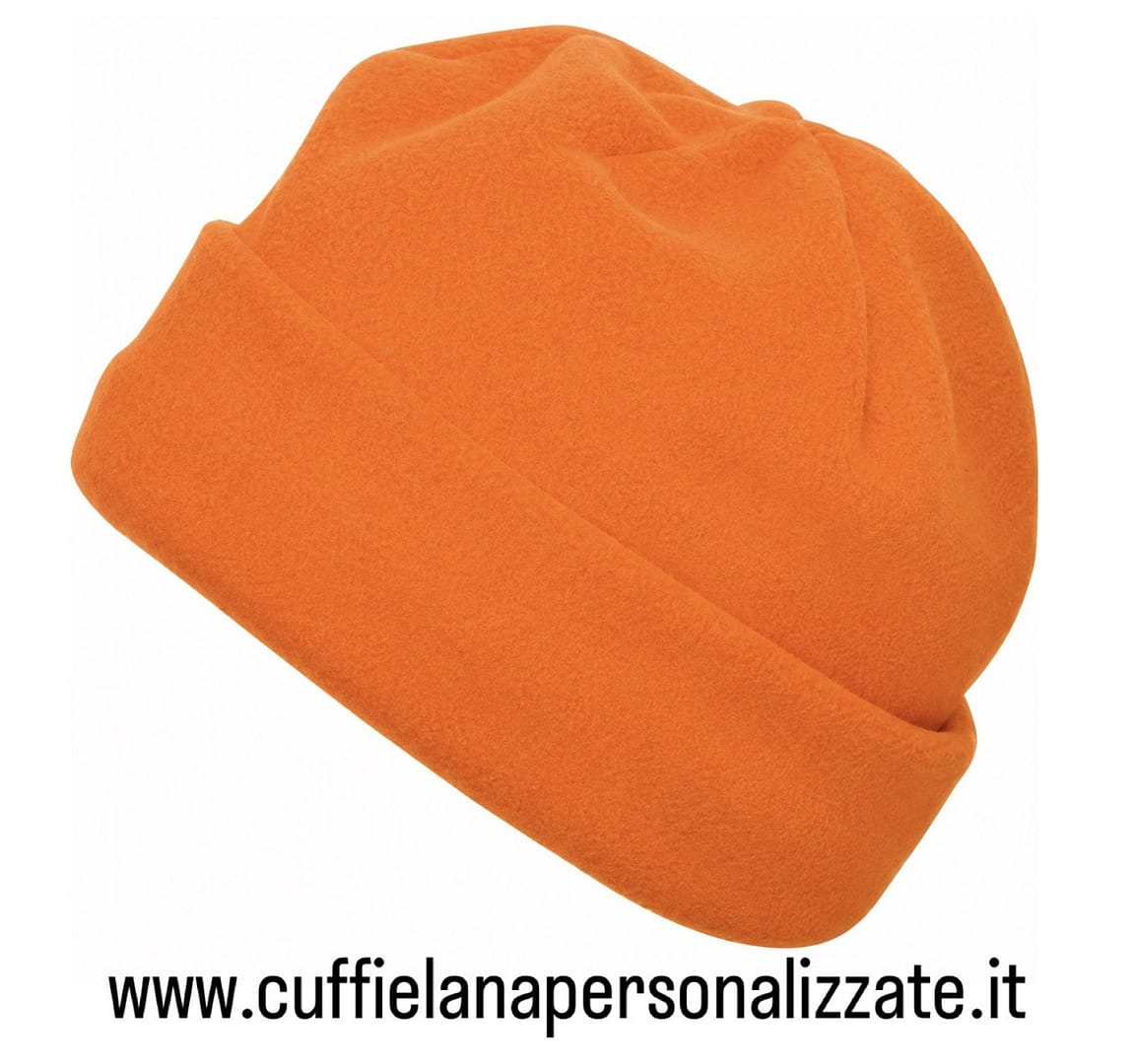 BERRETTI IN PILE PEROSNALIZZATI TINTA ARANCIO BERRETTI IN PILE PEROSNALIZZATI ARANCIO