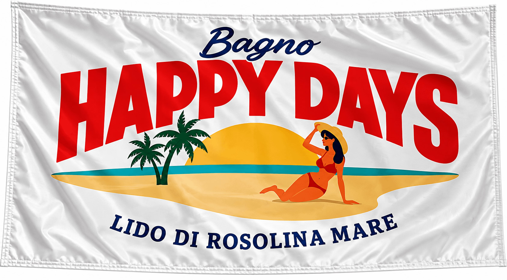 Bandiera da Esterni Bagno Happy Days Personalizzata Bandiera da Esterni Bagno Happy Days
