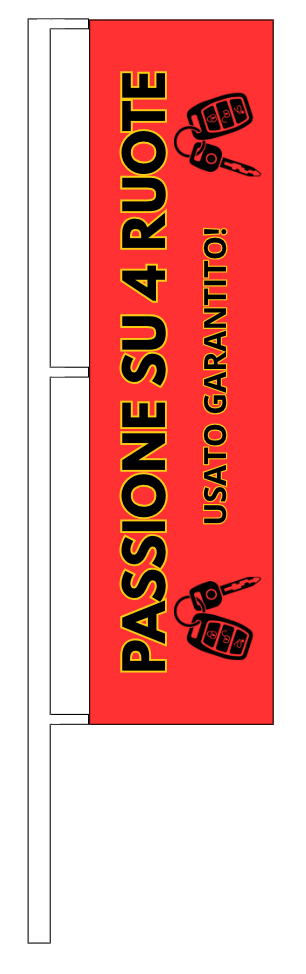 bandiera per esposizione auto PASSIONE SU 4 RUOTE rosso bandiera per esposizione auto PASSIONE SU 4 RUOTE