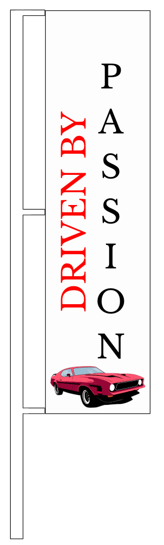 bandiera per esposizione driven by passion bianca bandiera per esposizione driven by passion