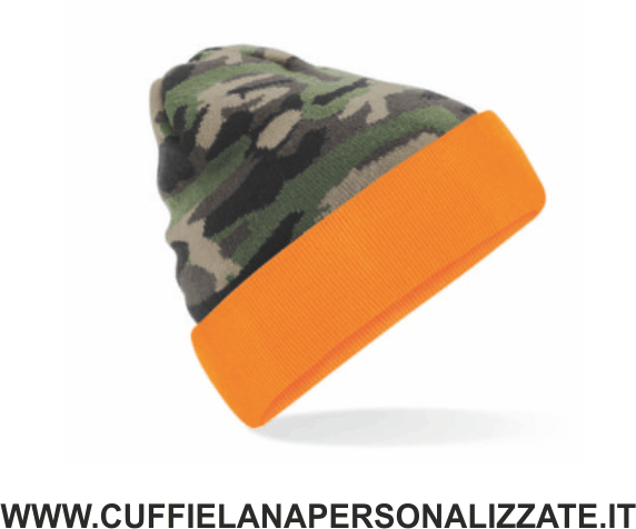 BERRETTI camouflage jacquard personalizzati con banda arancione BERRETTI camouflage jacquard con banda arancione