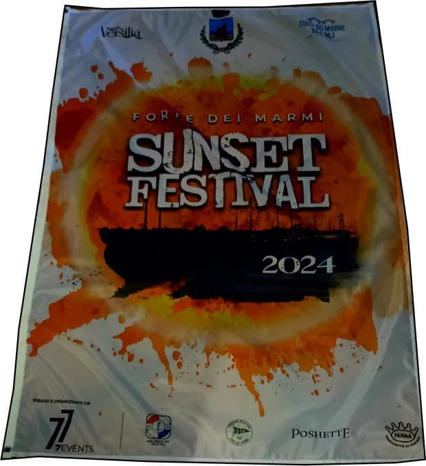 Bandiera antivento Sunset Festival personalizzata Bandiera antivento Sunset Festival