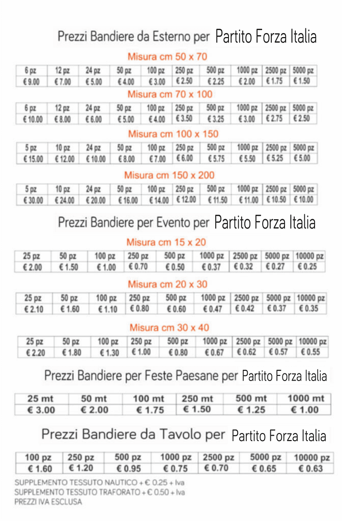 prezzi bandiere per partito forza italia prezzi bandiere per partito forza italia