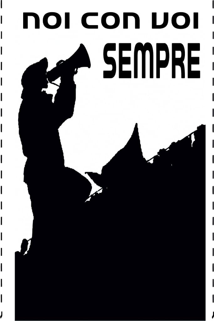 Bandiera a due aste noi con voi sempre personalizzata Bandiera a due aste noi con voi sempre