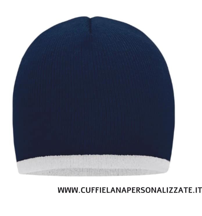 Berretto a contrasto di colore Blu Navy e Bianco Berretto a contrasto Blu Navy e Bianco