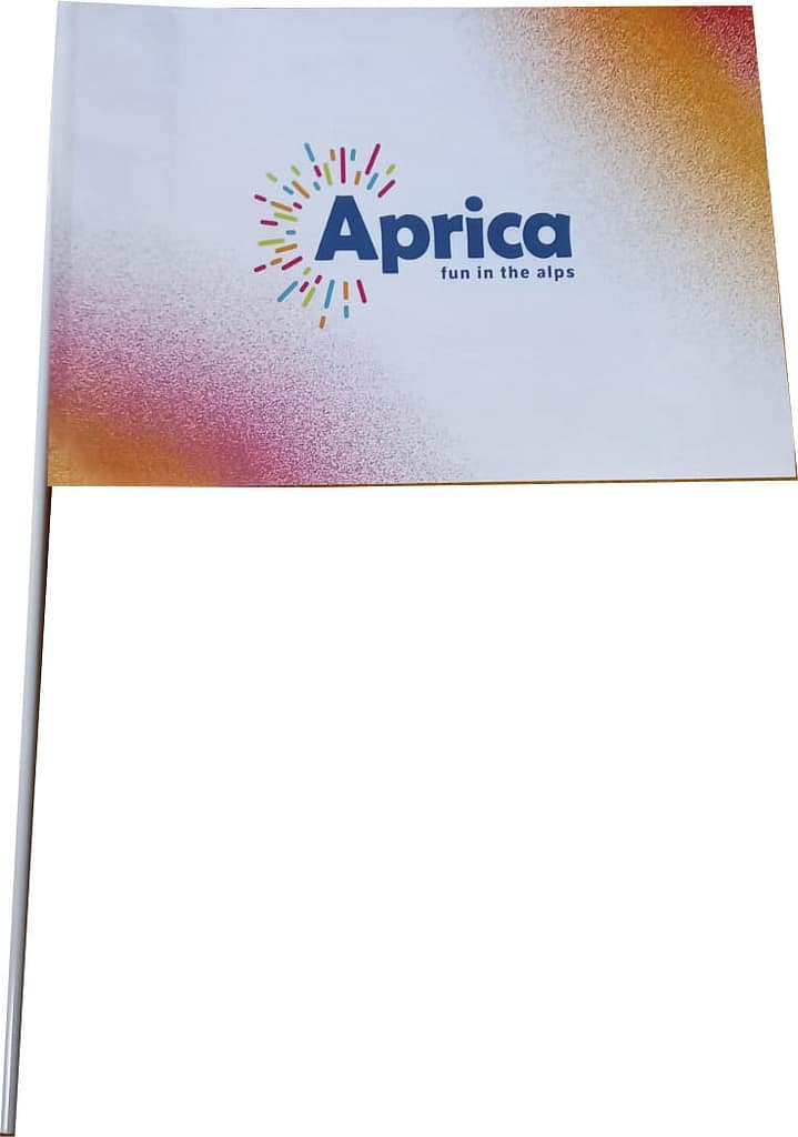 Bandiera con asta Comune di Aprica personalizzata Bandiera con asta Comune di Aprica