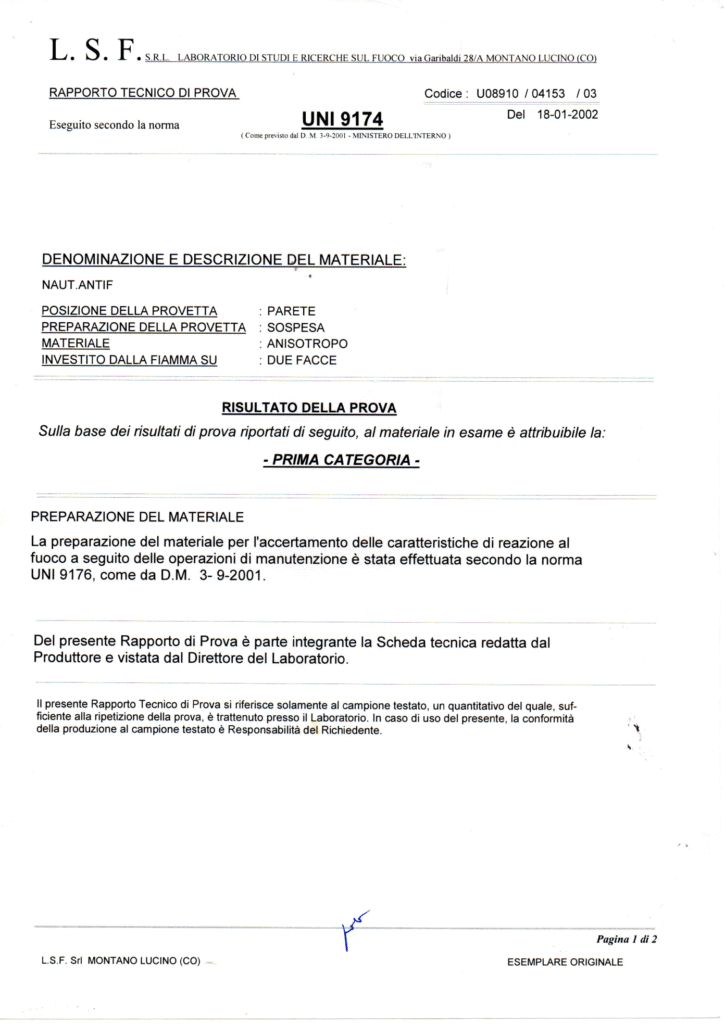 certificazione ignifuga certificazione ignifuga