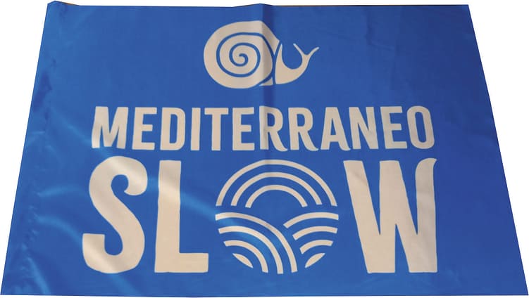 Bandiera pubblicitaria Mediterraneo Slow personalizzata Bandiera pubblicitaria Mediterraneo Slow