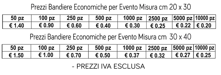 prezzi bandiere economiche per evento