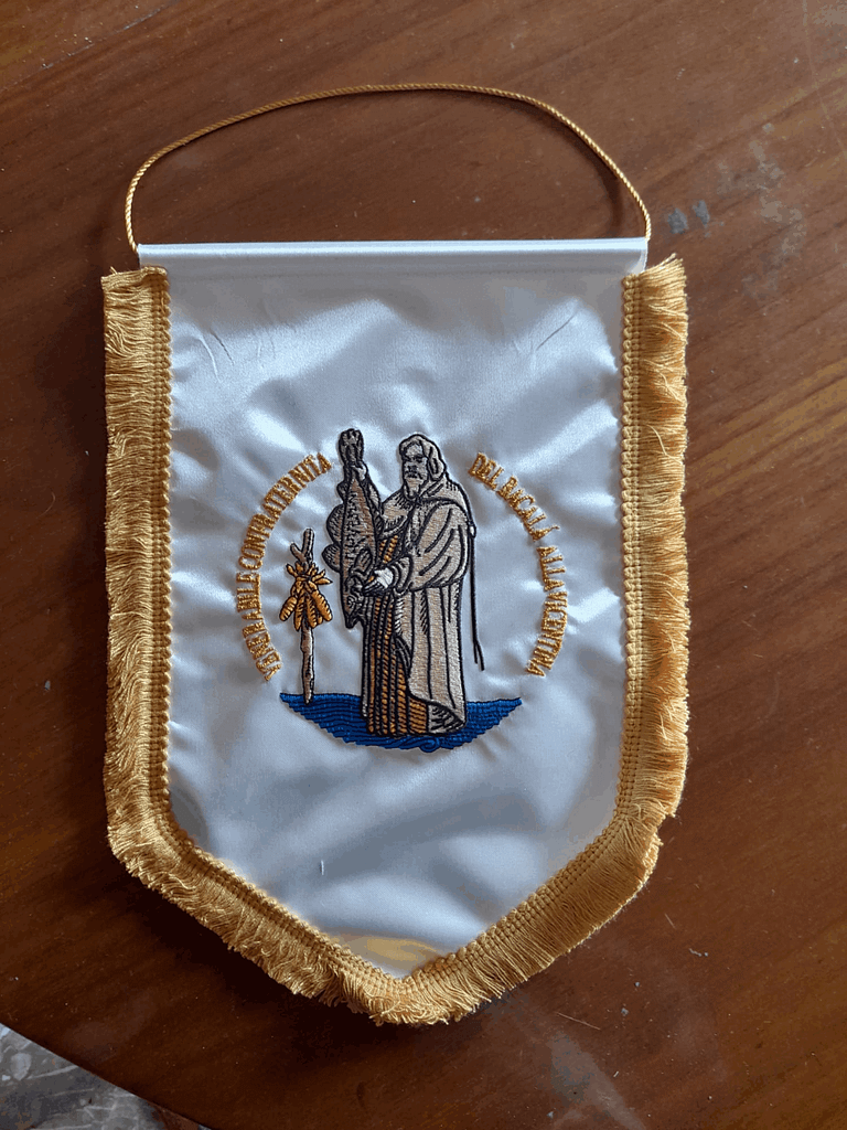 GAGLIARDETTO ricamato personalizzato Confraternita colore bianco GAGLIARDETTO RICAMATO personalizzato Confraternita