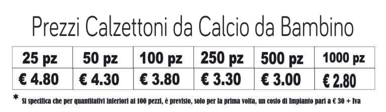 prezzi calzettoni da calcio da bambino
