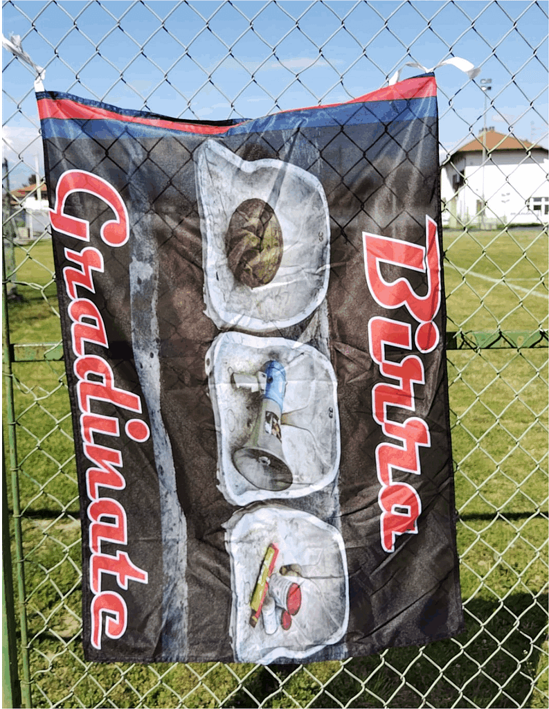 BANDIERE stadio IGNIFUGHE personalizzate birra e gradinate BANDIERE STADIO IGNIFUGHE birra e gradinate
