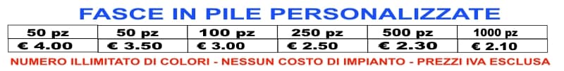 prezzi fasce pile personalizzate prezzi fasce pile personalizzate