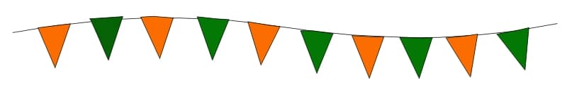 Festoni triangolari bicolori nella tinta arancio verde Festoni triangolari bicolori arancio verde