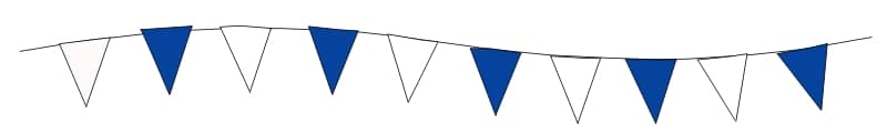 Festoni triangolari bicolori nella tinta bianco blu Royal Festoni triangolari bicolori bianco blu royal