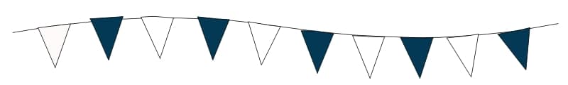 Festoni triangolari bicolori nei colori bianco blu Navy Festoni triangolari bicolori bianco blu Navy