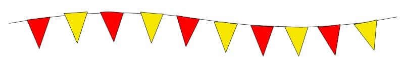 Festoni triangolari bicolori nelle tinte rosso giallo Festoni triangolari bicolori rosso giallo