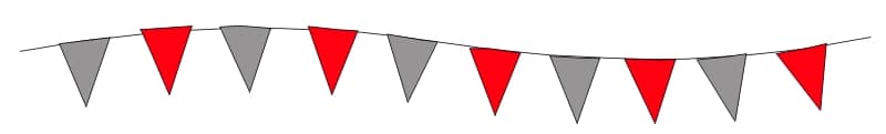Festoni triangolari bicolori nel colore grigio rosso Festoni triangolari bicolori grigio rosso