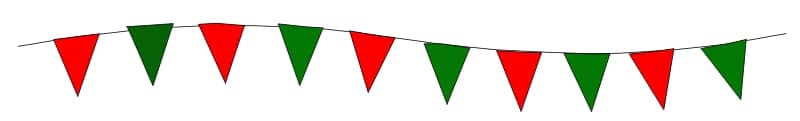 Festoni triangolari bicolori in tinta rosso verde Festoni triangolari bicolori rosso verde