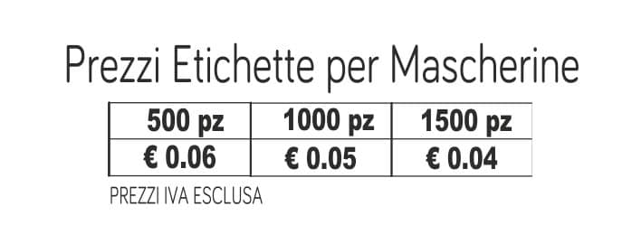 prezzi etichette per mascherine prezzi etichette per mascherine