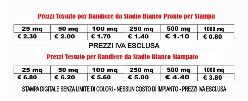 prezzi tessuto poliestere per bandiere