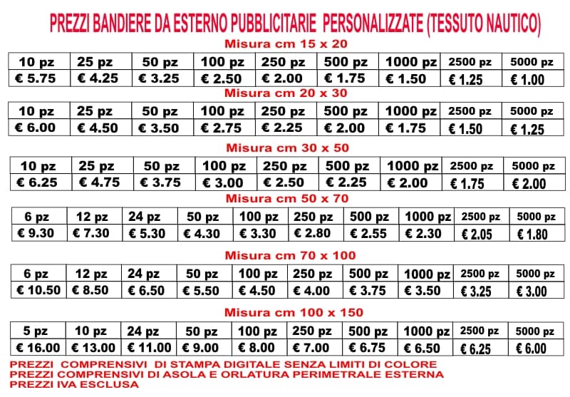 prezzi bandiere pubblicitarie prezzi bandiere pubblicitarie