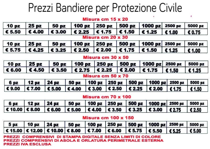 prezzi bandiere per protezione civile prezzi bandiere per protezione civile