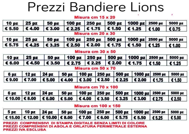 prezzi bandiere lions prezzi bandiere lions