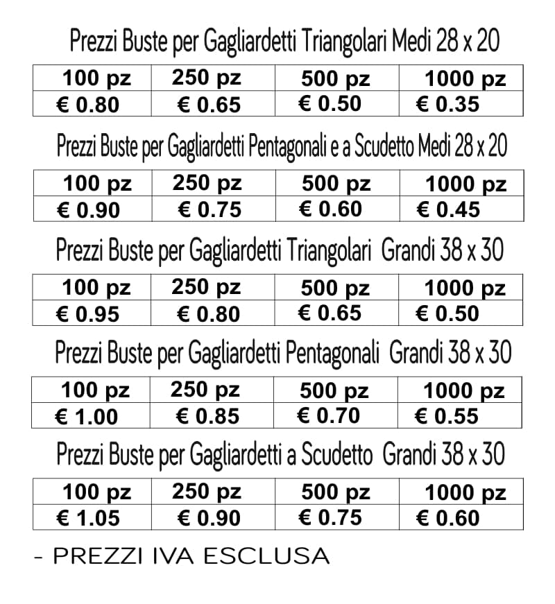 prezzi buste per gagliardetti prezzi buste per gagliardetti