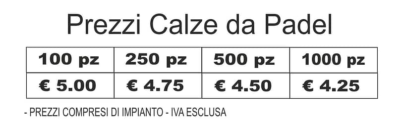 Prezzi Calze da Padel personalizzate Prezzi Calze da Padel