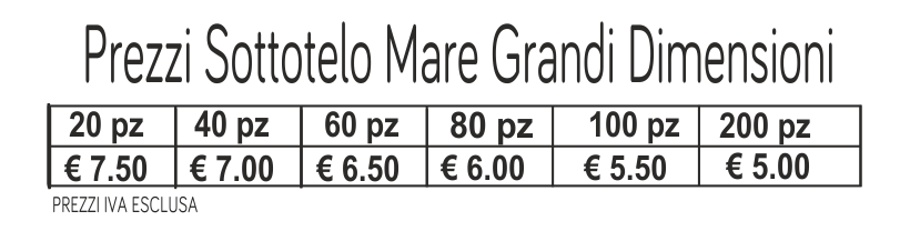prezzi SOTTOTELO MARE GRANDI DIMENSIONI MT 2 X 3 prezzi SOTTOTELO MARE GRANDI DIMENSIONI MT 2 X 3