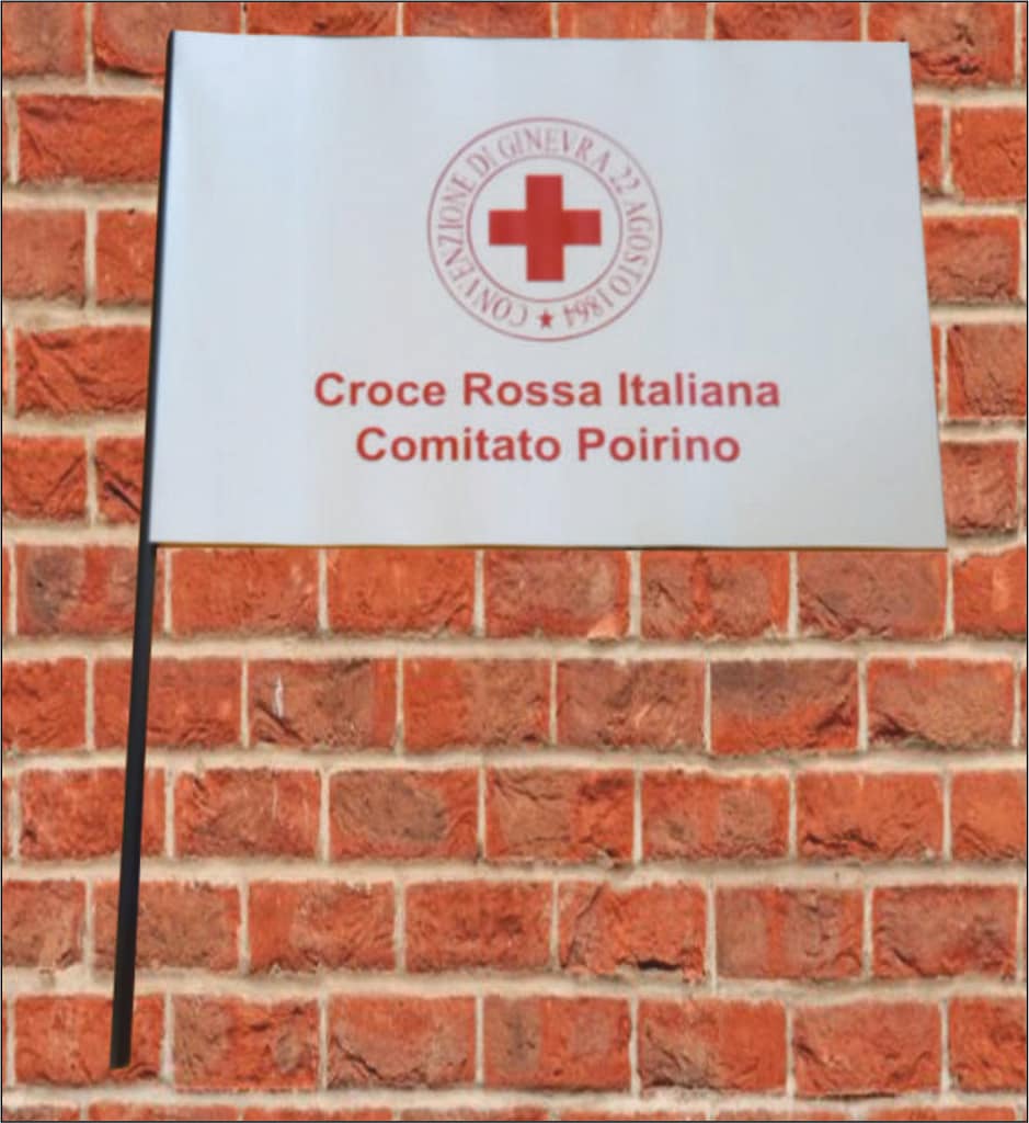 bandierina in carta con astina Croce Rossa Poirino personalizzata bandierina in carta con astina Croce Rossa Poirino