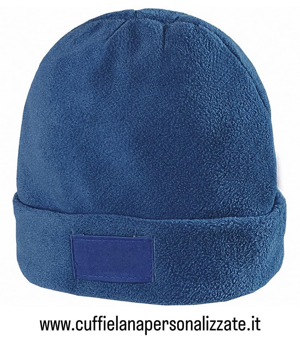 BERRETTI IN PILE PERSONALIZZATI targhetta colore azzurro BERRETTI IN PILE PERSONALIZZATI targhetta azzurro