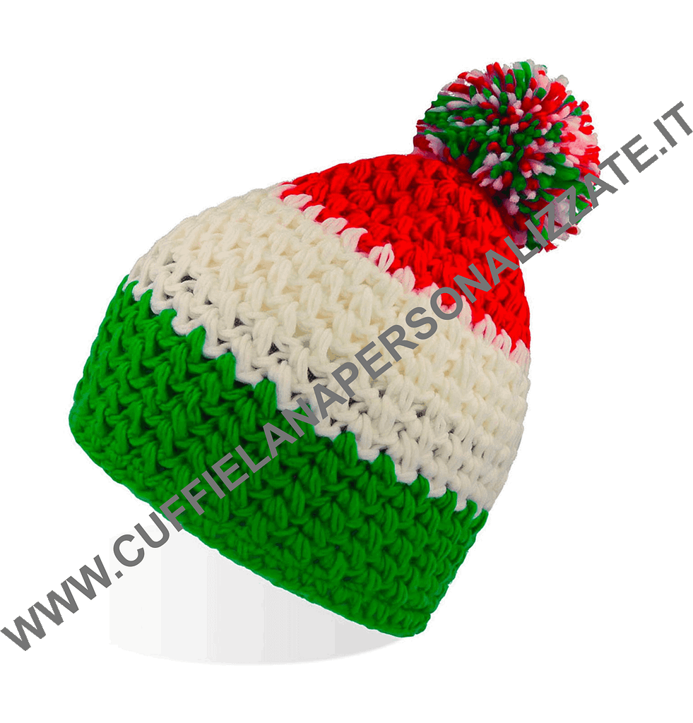 BERRETTI invernali top TRICOLORI con PON PON BERRETTI invernali top TRICOLORI